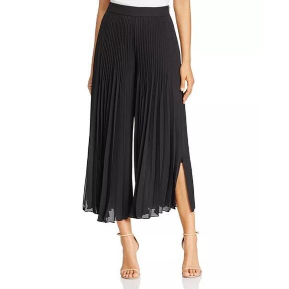 Kobi Halperin Women's M Black Eden Pleated Wide-Leg Zip Cropped Pants EUC - Picture 1 of 5